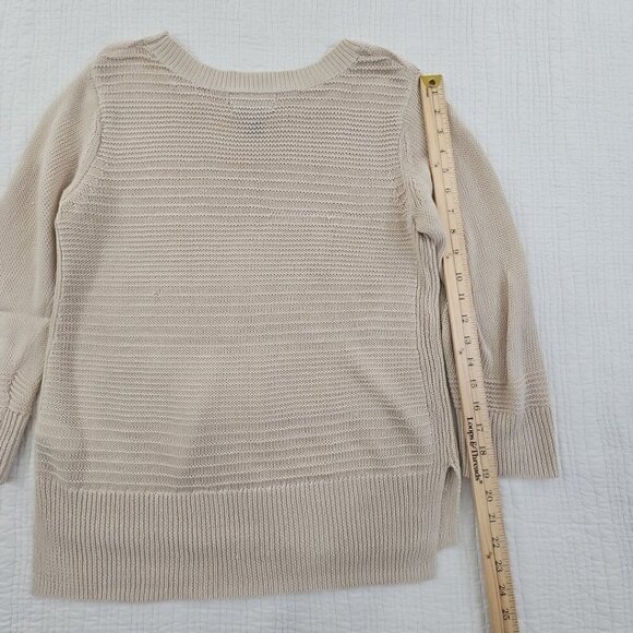Tahari 100% Linen Lightweight Sweater Women's Medium Knit Dolman Sleeve Taupe - Picture 9 of 12